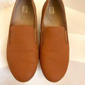 FitFlop Light Tan Superskate Perforated Leather Loafer
